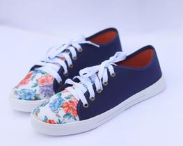 Tênis Feminino Sapatênis Floral Moda Casual Confortável.