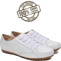 Tênis Feminino Sapatênis Mocassim Mocatênis Couro Branco - N 33 Até 42