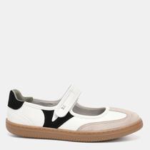Tênis Feminino Sapatilha Com tiras autocolantes Via Marte - Branco/Preto