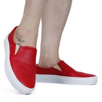 Tenis Feminino Sapato Slip On Vermelho Leve E Confortavel