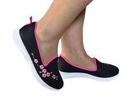 Tênis Feminino Sem cadarço Slip On Confort Bordado Jaques Couto Shoes