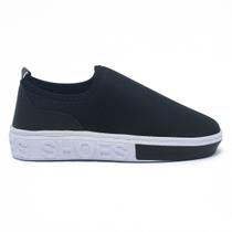 Tenis Feminino Shoes Calce Facil Academia Slip-on Leve Confortável Preto