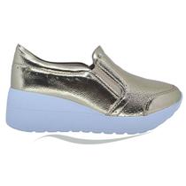 Tênis Feminino Slip On Anabela Super Leve Kolosh c3562 Ouro