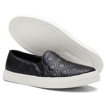 Tênis Feminino Slip On Casual Em Couro Q&A Calçados Preto