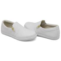 Tênis Feminino Slip On Casual Sola Baixa Liso Leve Confortável Branco Tênis Feminino Slip On Casual Sola Baixa Liso Leve Confortável Branco