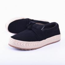Tênis Feminino Slip On Com Detalhe Laço Preto Calce Fácil Tênis Feminino Slip On Com Detalhe Laço Preto Calce Fácil