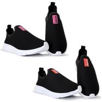 Tênis Feminino Slip On Esporte Caminhada Confortável Kit 2