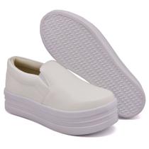 Tênis Feminino Slip On Flat Form Branco