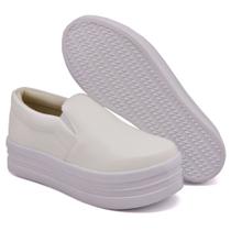 Tênis Feminino Slip On Flat Form Branco - Dk Shoes