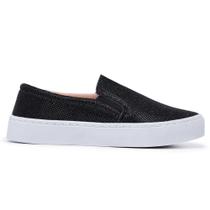 Tênis Feminino Slip On Glitter Simon Vergan Preto