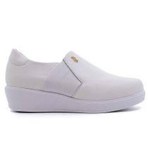 Tênis Feminino Slip On Plataforma Couro Branco Usaflex AJ0602