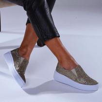 Tênis Feminino Slip On Sintetico Brilho