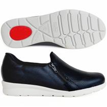 Tênis Feminino SlipOn Anabela Baixo Usaflex Couro Low Impact