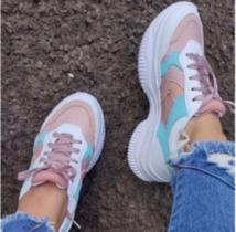 Tênis Feminino Sneaker Branco/ Colorido Academia Plataforma Blogueiras Super Confortavel - Clara Maria