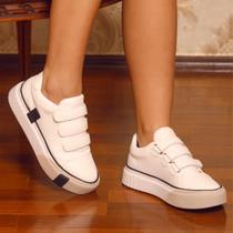 Tênis Feminino Sola Alta Com Fechamento fácil Moderno Casual Branco