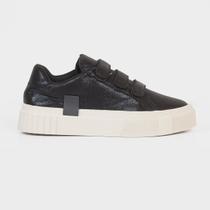 Tênis Feminino Sola Alta Com Fechamento fácil Moderno Casual Preto