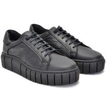 Tenis Feminino Sola Tratorada Com Detalhe Lateral Couro Ipê Mulato 151 Cor Preto Tenis Feminino Sola Tratorada Com Detalhe Lateral Couro Ipê Mulato 151 Cor Preto