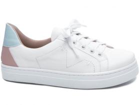 Tênis Feminino Urbano Branco Cadarço Ilhós 5000-55A