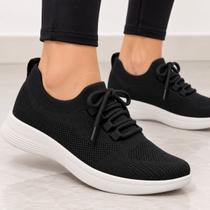 Tênis Feminino Usaflex Slip On Tricot Cadarço Fake AN03006 Cor:PretoTamanho:36 Tênis Feminino Usaflex Slip On Tricot Cadarço Fake AN03006 Cor:PretoTamanho:36