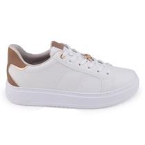 Tênis Feminino Via Marte 055-001 dourado cadarço Tênis Feminino Via Marte 055-001 dourado cadarço