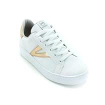 Tênis Feminino Via Marte 23-6202 - Branco e Dourado