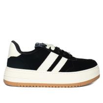 Tênis Feminino Via Marte Casual com Cadarço Duplo Preto/Off White