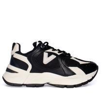 Tênis Feminino Via Marte Casual Napa com Tela Preto/Off White