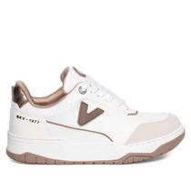 Tênis Feminino Via Marte Casual Recortes Branco/Marrom