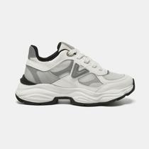 Tênis Feminino Via Marte Chunck Branco Cinza e Preto Branco+Cinza+Preto