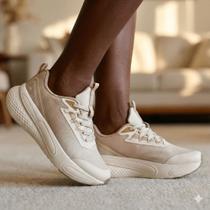 Tênis Feminino Via Marte Esportivo Jacquard Branco/Bege