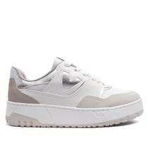 Tênis Feminino Via Marte Flatform com Detalhes Metalizados Branco/prata