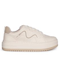 Tênis Feminino Via Marte Flatform Napa/Nobuck Bege/Branco Tênis Feminino Via Marte Flatform Napa/Nobuck Bege/Branco