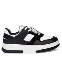 Tênis Feminino Via Marte Napa com Recortes Branco/Preto Tênis Feminino Via Marte Napa com Recortes Branco/Preto