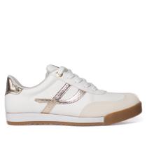 Tênis Feminino Via Marte Recortes Branco/Marfim/Dourado Tênis Feminino Via Marte Recortes Branco/Marfim/Dourado