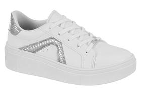 Tênis Feminino Vizzano Casual Plataforma Detalhe Prata Metalizado Cinderela Conforto
