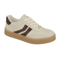 Tênis Feminino Vizzano Casual Retrô Flatform Confortável Estiloso Original - Branco off/Chocolate - 35 Tênis Feminino Vizzano Casual Retrô Flatform Confortável Estiloso Original - Branco off/Chocolate - 35