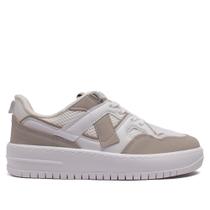 Tênis Feminino Vizzano Flatform em Napa com Recortes Branco/Cinza Tênis Feminino Vizzano Flatform em Napa com Recortes Branco/Cinza