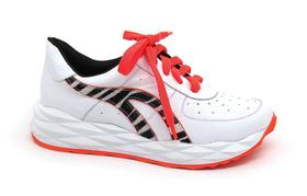 Tênis Feminino Werner Couro Branco Com Vermelho Tendência Marca Luxo