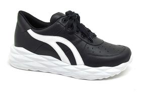 Tênis Feminino Werner Preto Couro Modinha Tendência Conforto