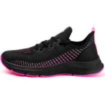 Tênis Feminino Xtry Sapato Fitness Caminhada Treino Corrida Ajuste Cadarço Calce Fácil Detalhes Rosa