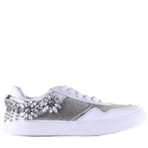 Tênis Feminino Zariff com Pedrarias Glw169 Branco/Prata Tênis Feminino Zariff com Pedrarias Glw169 Branco/Prata
