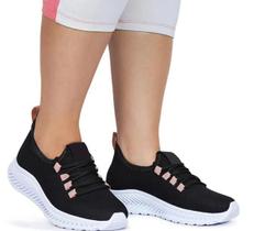 Tênis Feminino Zion Para Academia Ginastica Caminhada Leve Conforto Preto e Rosa Tênis Feminino Zion Para Academia Ginastica Caminhada Leve Conforto Preto e Rosa