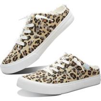 Tênis femininos Canvas Mules Obtaom Memory Foam Clipper Leopard Tênis femininos Canvas Mules Obtaom Memory Foam Clipper Leopard