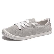 Tênis femininos de lona BENEKER Twill Grey Slip On Flat