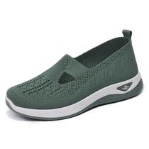 Tênis Femininos Leves De Malha, Slip-on, Respiráveis, Casuais, Com Salto Baixo, Mocassins