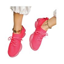 Tênis Femininos Respiráveis Em Malha Moda 2025 Confortáveis Com Cadarço Casual