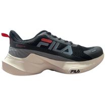 Tenis fila progress lite masculino-preto/grafite/vermelho