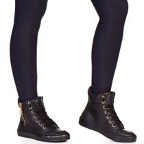 Tenis Fitness Feminino Botinha Treino Academia Couro com Ziper Tenis Fitness Feminino Botinha Treino Academia Couro com Ziper