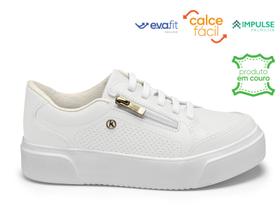 Tênis flatform de couro kolosh casual branco calce fácil C3541 - Feminino