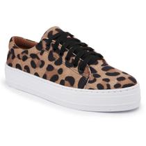 Tênis Flatform Feminino Cadarço Animal Print Conforto Leve - Tenehi